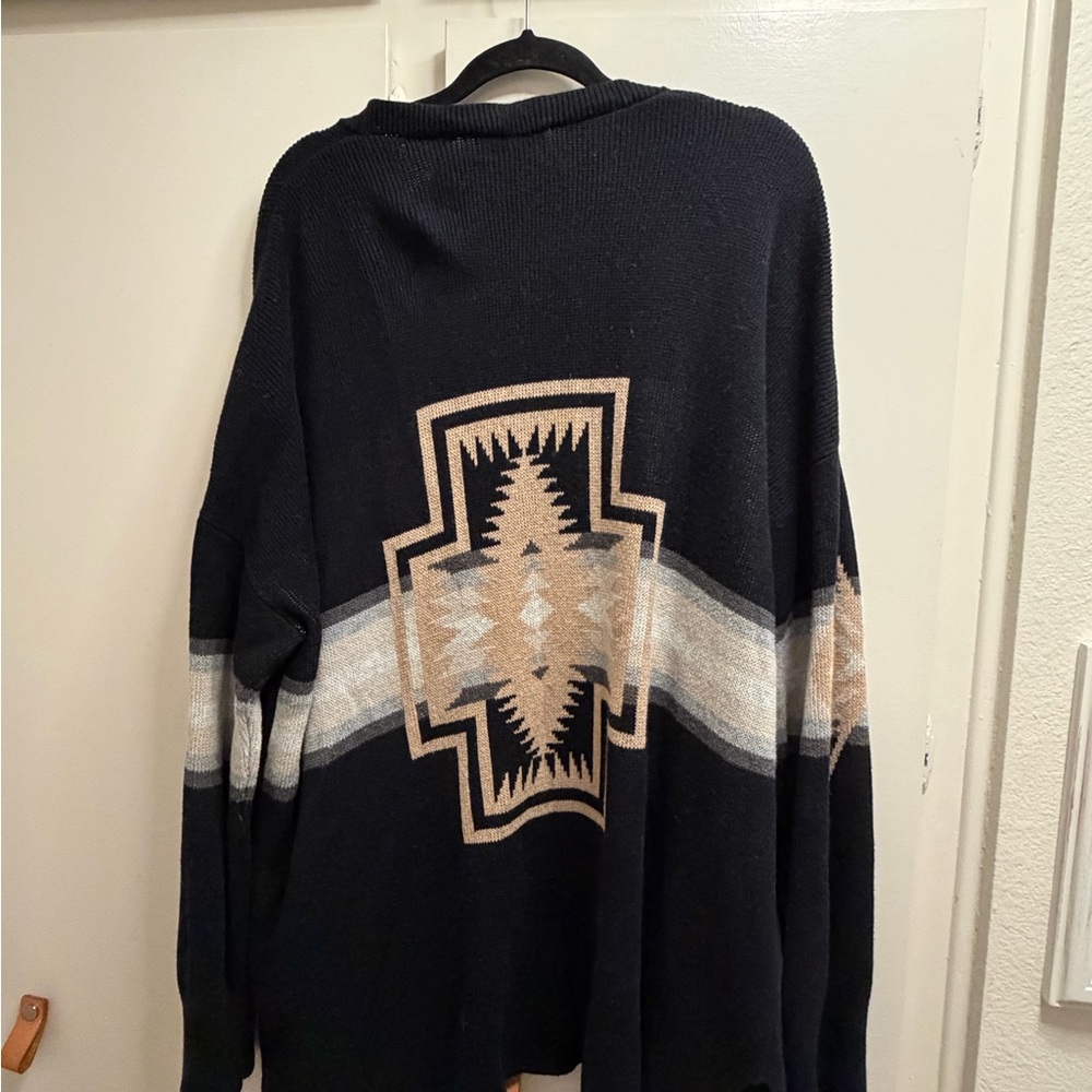 Pendleton Black & Beige Southwestern Open Cardigan - Picture 4 of 10